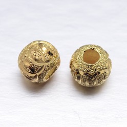 Настоящее золото 18K Настоящие 18 позолоченные рондели k 925 текстурированные бусины из стерлингового серебра, золотые, 8x7 мм, отверстие : 3 мм, Около 32 шт / 20 г