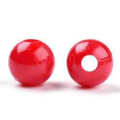 Red Plastic Beads, Round, Red, 8x7.5mm, Hole: 2mm, about 2270pcs/500g