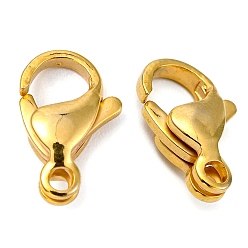 Real 24K Gold Plated 304 Stainless Steel Lobster Claw Clasps, Parrot Trigger Clasps, Manual Polishing, Real 24K Gold Plated, 13x8x4mm, Hole: 1.5mm