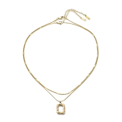 Золотой 2шт 2 стиль 304 набор ожерелий с прямоугольными подвесками из нержавеющей стали, комплект ожерелий с цепочками для женщин, золотые, 16.14~16.81 дюйм (41~42.7 см), 1 шт / стиль