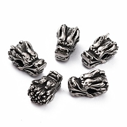 Antique Silver 316 Surgical Stainless Steel Beads, Dragon Head, Antique Silver, 11.8x7.5x6.9mm, Hole: 2.3mm