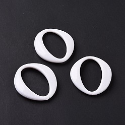 Blanc Anneaux de liaison acryliques opaques, ovale irrégulier, blanc, 40x35x6.5mm, diamètre intérieur: 33.5x18 mm, environ178 pcs / 500 g