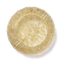 Citrine Resin with Natural Citrine Chip Stones Ashtray, Home OFFice Tabletop Decoration, Flat Round, 98x24mm, Inner Diameter: 67mm