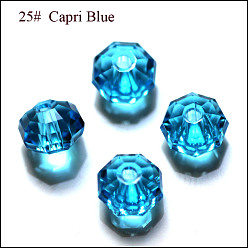 Dodger Blue Imitation Austrian Crystal Beads, Grade AAA, Faceted, Octagon, Dodger Blue, 6x4mm, Hole: 0.7~0.9mm