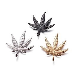 Mixed Color 304 Stainless Steel Big Pendants, Pot Leaf/Hemp Leaf Shape, Weed Charms, Mixed Color, 52.5x43x3mm, Hole: 8x4mm