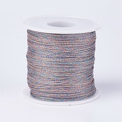 Colorful Polyester Metallic Thread, Colorful, 1mm, about 100m/roll(109.36yards/roll)