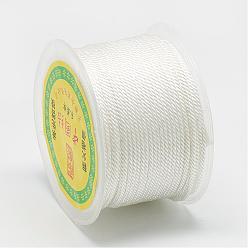 White Nylon Threads, Milan Cords/Twisted Cords, White, 1.5~2mm, about 54.68 yards(50m)/roll