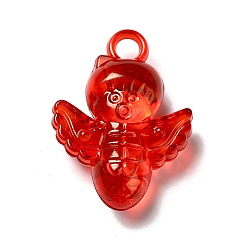 Roja Colgantes de acrílico transparentes, encanto de ángel, rojo, 32x23x9.5 mm, agujero: 4 mm, Sobre 200 unidades / 500 g