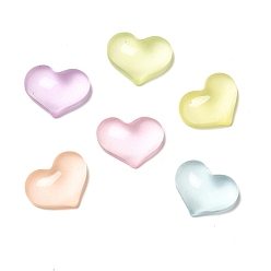 Color mezclado Cabujones luminosos de resina transparente, corazón, color mezclado, 15.5x20x7 mm