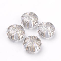 Clair Placage perles acryliques transparents, métal doré enlaça, rondelle / citrouille, clair, 12x7mm, trou: 1 mm, environ 703 pcs / 500 g