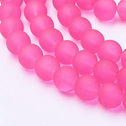 Rose Foncé Perles en verre transparentes , givré, ronde, rose foncé, 8mm, Trou: 1~1.6mm, Environ 99 pcs/chapelet, 31.4 pouce