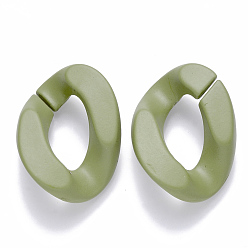 Olive Opaque Spray Painted Acrylic Linking Rings, Quick Link Connectors, for Curb Chains Making, Twist, Olive, 30x21x6mm, Inner Diameter: 16x8mm