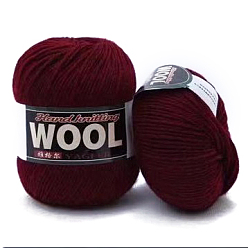 Medium Violet Red Polyester & Wool Yarn for Sweater Hat, 4-Strands Wool Threads for Knitting Crochet Supplies, Medium Violet Red, about 100g/roll
