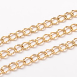 Golden Ion Plating(IP) 304 Stainless Steel Curb Chains, with Spool, Soldered, for Jewelry Making, Golden, 4x3x0.6mm, about 65.61 Feet(20m)/roll