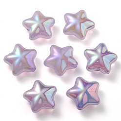 Prune Placage uv arc-en-ciel irisé imitation gelée perles acryliques, étoiles, prune, 19x20x9mm, Trou: 2mm