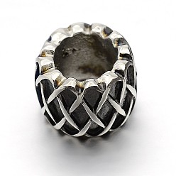 Antique Silver Retro 304 Stainless Steel Big Hole Column Beads, Antique Silver, 7.5x10.5mm, Hole: 6mm