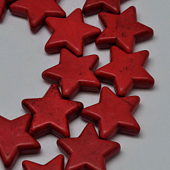 Красный Окрашенные синтетические бирюзовые бусины, звезда, красные, 12x12x5 мм, отверстие : 1 мм, около 42 шт / нитка, 15.6 дюйм