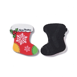Christmas Socking Christmas Style Printed Acrylic Cabochons, Christmas Socking, 32x30x2.5mm