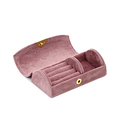 Rouge Violet Pâle Boîtes de rangement de bijoux en velours arc, étui de voyage portable avec fermoir à pression, pour porte-boucles d'oreilles, cadeau pour les femmes, rouge violet pâle, 5.6x10.2x3.5 cm
