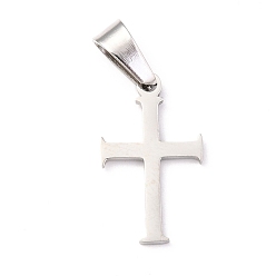 Stainless Steel Color 304 Stainless Steel Pendants, Cross, Stainless Steel Color, 19.5x12x1.2mm, Hole: 3.5x7mm