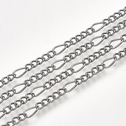 Gunmetal Brass Coated Iron Figaro Chain Necklace Making, with Lobster Claw Clasps, Gunmetal, 32 inch(81.5cm)