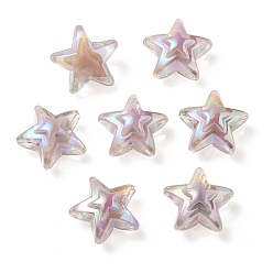 Gris Clair Placage uv perles acryliques transparentes irisées arc-en-ciel, deux tons, étoiles, gainsboro, 15.5~16x16.5x9.5mm, Trou: 2.6mm