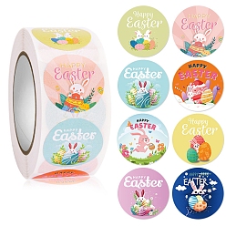 Rabbit 8 Patterns Easter Theme Paper Self Adhesive Rabbit Stickers Rolls, for Suitcase, Skateboard, Refrigerator, Helmet, Mobile Phone Shell, Rabbit, Sticker: 25mm, 500pcs/roll