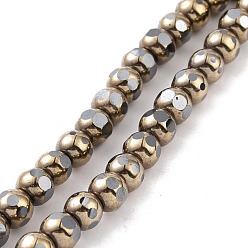 Antique Bronze Plated Electroplated Non-magnetic Synthetic Hematite Beads Strands, Faceted, Round, Antique Bronze Plated, 6~6.5x5~5.5mm, Hole: 1.4mm, about 73pcs/strand, 15.59~15.75 inch(39.6~40cm)