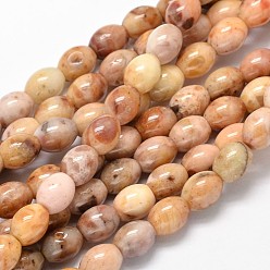 Natural Agate Oval Natural Agate Beads Strands, 10x8mm, Hole: 1mm, about 39pcs/strand, 15.7 inch