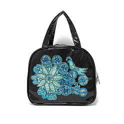 Fleur Kits de peinture de diamant de sac à main diy, y compris les strass en résine, stylo, plateau & colle argile, motif de fleur, 10mm