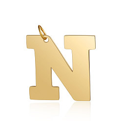 Letter N 201 подвески из нержавеющей стали, буквы, золотые, letter.n, 30x30.5x1.5 мм, отверстие : 4.5 мм