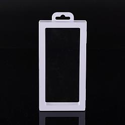 White Plastic Frame Stands, with Transparent Membrane, For Ring, Pendant, Bracelet Jewelry Display, Rectangle, White, 196x90x20mm