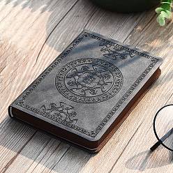 Gray PU Leather Notebook, with Paper Inside, for School Office Supplies, Rectangle with Round Pattern, Gray, 14.6x10.5cm