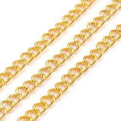 Oro Cadenas trenzadas laterales de hierro, sin soldar, con carrete, oval, sin plomo, dorado, 6x4x1 mm