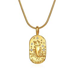 Scorpio Constellations Cubic Zirconia Pendant Necklace, with Golden Stainless Steel Round Snake Chains, Scorpio, 17.72 inch(45cm)