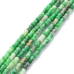 Verde Perlas de cuarzo natural de hebras, teñido, hueso, verde, 10x5 mm, agujero: 0.6 mm, sobre 41 unidades / cadena, 15.75~16.14 pulgada (40~41 cm)