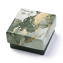 Slate Gray Cardboard Jewelry Boxes, with Sponge Inside, for Jewelry Gift Packaging, Square with Marble Pattern and with Word Specially for U, Slate Gray, 5.2x5.15x3.2cm