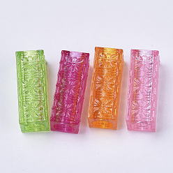 Mixed Color Transparent Acrylic Beads, Dyed, Cuboid, Mixed Color, 30.5x11x11mm, Hole: 7.5mm, about 230pcs/500g
