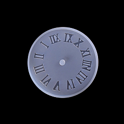 Fantasma Blanco Redondo plano con números romanos reloj decoración de pared moldes de silicona de calidad alimentaria, para resina uv, fabricación artesanal de resina epoxi, fantasma blanco, 104x7 mm