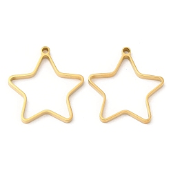 Real 18K Gold Plated 304 Stainless Steel Open Back Bezel Star Pendants, For DIY UV Resin, Epoxy Resin, Pressed Flower Jewelry, Real 18K Gold Plated, 32x30x3mm, Hole: 2.2mm, Inner Diameter: 23x28mm