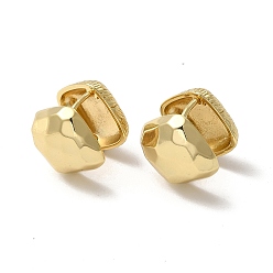 Золотой Латунные серьги-кольца с ромбами для женщин, золотые, 16x15x15 мм, штифты : 0.8 мм