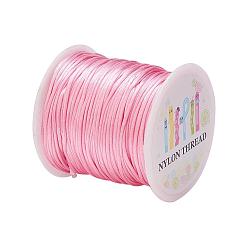 Pink Hilo de nylon, cordón de satén de cola de rata, rosa, 1.0 mm, aproximadamente 76.55 yardas (70 m) / rollo