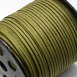 Olive Drab Eco-Friendly Faux Suede Cord, Faux Suede Lace, Olive Drab, 3.0x1.4mm, about 98.42 yards(90m)/roll