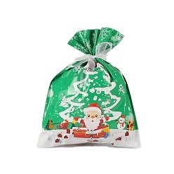 Santa Claus PE Plastic Baking Bags, Drawstring Bags, with Ribbon, for Christmas Wedding Party Birthday Engagement Holiday Favor, Santa Claus Pattern, 320x240mm