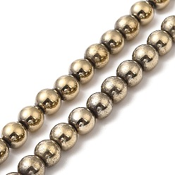 Antique Bronze Plated Electroplate Synthetic Non-magnetic Hematite Beads Strands, Round, Antique Bronze Plated, 4.5~5mm, Hole: 0.8mm, about 86~87pcs/strand, 17.01~17.32''(43.2~44cm)