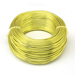 Verde de Amarillo Alambre de aluminio redondo, alambre artesanal flexible, para hacer joyas de abalorios, amarillo verdoso, 15 calibre, 1.5 mm, 100 m / 500 g (328 pies / 500 g)