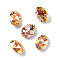 Light Juicy Peach AB Cabujones de diamantes de imitación de cristal, puntiagudo espalda y dorso plateado, oval, melocotón jugoso ligero ab, 14x10x5.5 mm