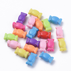 Mixed Color Plated Acrylic Beads, Opaque Beads Metal Enlaced, Candy, Mixed Color, 15.5x9x8mm, Hole: 2mm, about 750pcs/500g