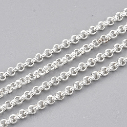 Серебро 304 из нержавеющей стали цепи Роло, отрыгивающая цепь, несварные, с катушкой, серебряный цвет гальваническим, 2.5x1 мм, около 32.8 футов (10 м) / рулон