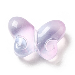Фиолетовый Стеклянные бусины из прозрачной краски для запекания, бабочка, фиолетовые, 10x14x5.5 мм, отверстие : 1 мм